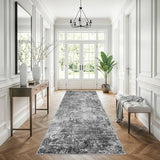 4x10ft Extra Wide Hallway Rug: Non-Slip Washable Large Carpet Runner for Kitchen Entryway Modern Abstract Low-Pile Soft Indoor Floor Mat for Bedroom Living Room Dining Room (Black/Grey/White, 4X10)