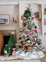 Grey White Tree Skirt Snowflakes Tree Skirts 36 Inch Large Christmas Tree Skirts Luxury Floor Mat for Xmas Tree Skirt Christmas Tree Decorations