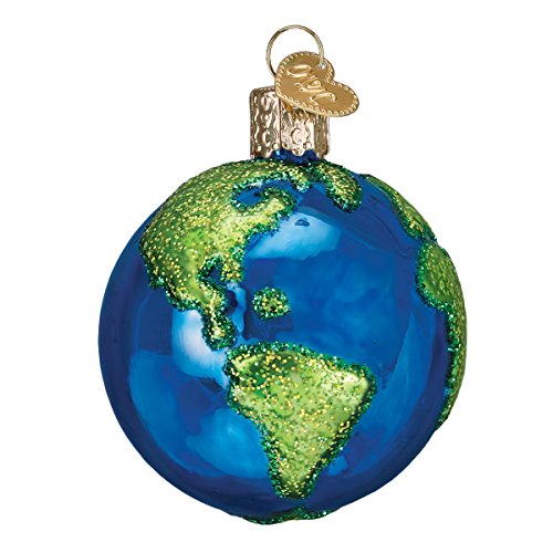 Old World Christmas Planet Earth Glass Blown Ornament for Christmas Tree, Handcrafted Holiday Decoration, Outer Space Collection