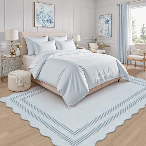 Area Rugs 5x7 Living Room Washable Modern Rug, Vintage Blue Soft Non Slip Rugs Stain Resistant Indoor Carpet for Bedroom Dining Room Nursery Home Office