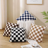 AmHoo Pack of 2 Decorative Throw Pillow Covers Checkerboard Luxury Super Soft Faux Fur Wool Set Case Cushion for Couch Sofa Bedroom 18 x 18-Inch Black
