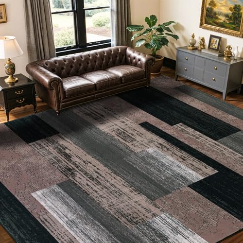 10x14 Washable Area Rugs for Living Room & Bedroom(10x14,Chocolate)