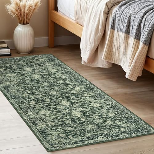 Hallway Runner 2x5 Washable Runner Non-Slip Kitchen Rug, Green