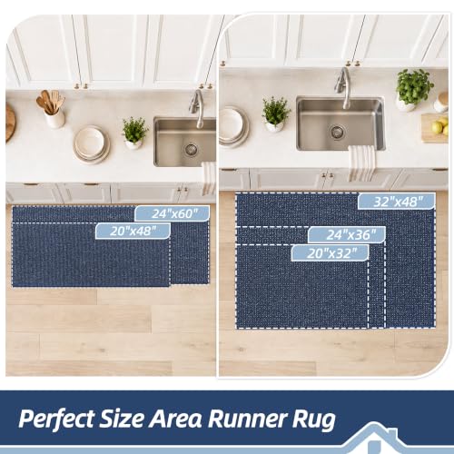 BEQHAUSE Kitchen Runner Rugs 20"x48", Kitchen Mats for Floor, Blue