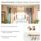 QDWIS Natural Wood Curtain Rods for Windows 28 to 48 inch Boho Decorative Handmade Wood Grain Drapery Rods with Leaf Finial 1" Adjustable Heavy Duty Curtain rod for Living Room Bedroom Kitchen