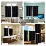 Gwine 24 Inch Long Tier Curtains for Small Window, Short Blackout Kitchen Curtains Over Sink, Half Window Drapes for Bedroom Bathroom Basement, 2 PCS, Each 30" Wx24 L, Black