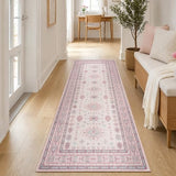 2x6 Runner Rug Washable Non Slip Small Floor Mat for Entry, Kitchen, Pink