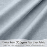 MIULEE 100% Blackout Curtains 84 Inch Long 2 Panels Set for Bedroom, Thick Faux Linen Black Out Curtain Room Darkening Back Tab Pleat Window Textured Drapes with Hooks for Living Room, Chambray Blue
