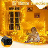 Ollny 120LED 40FT String Lights, Waterproof Connectable Fairy Lights with Timer 8 Modes, Warm White Plug in Indoor Light for Bedroom Classroom Outdoor Wedding Christmas Party Decorations