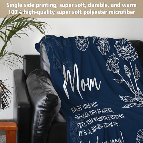 GiltGlimmer Gifts for Mom, Mom Birthday Gifts Blanket, Moms Gift for Women from Daughter Son, We Love You Present for Mother Mommy Christmas Mothers Day 60" x 50", Blue