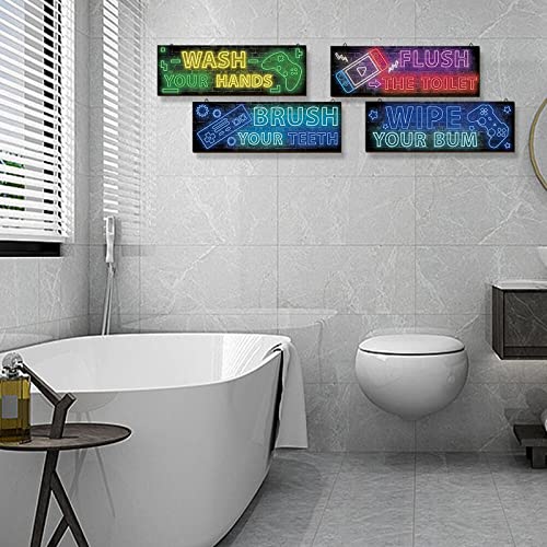 YLOLUL 4 Pcs Neon Gaming Wall Art & Room Accessories for Teen Boys & Kids, 16 * 5 Inch