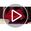 Ashler Upgraded Glossy Velvet Lip Shape Throw Pillow, Delicately Soft, Glossy Shimmering and Brilliant with Velvet Backing for Sofa, Bed and Living Room, Red, 24 X 12 Inches