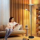 Floor Lamp, Upgraded 42W 4500LM Super Bright LED Floor Lamp with Rotatable Reading Light, Touch Remote Control & Memory Function, Stepless Dimmable Standing Lamp for Living Room Bedroom Office, Black