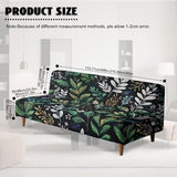 Green Leaf Pattern Armless Sofa Cover, Anti-Slip Non-Armrest Couch Cover Comfortable Futon Sofa Slipcover for 3 Cushion Couch