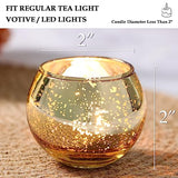 Round Gold Votive Candle Holders, Mercury Glass Votives Set of 12
