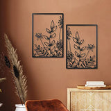 Therwen 3 Pcs Black Metal Wall Art Minimalist Wall Decor for Bedroom Flowers Decor Hanging Flower Bathroom Art Flower Line Sculpture Kitchen Decoration 16.5 x 9.8 Inch(Cute Style)