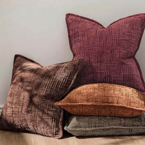 MIULEE Slubby Textured Christmas Throw Pillow Covers Burgundy 18x18