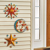 Limygus Metal Wall Art Sculpture, Set of 3 - Celestial Wall Decoration - Sun Moon Star Decorative Silhouette - Waterproof Wall Hanging Decor for Home Office, Bedroom, Bathroom, Living Room