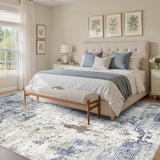 6x9 Area Rug Living Room Rugs - Washable Neutral Modern Abstract Soft Thin Large Rug Indoor Floor No Slip Rug Carpet for Bedroom Under Dining Table Home Office Decor- Denim Blue