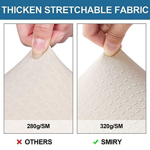 Smiry Waterproof Seat Covers for Dining Room Chairs Set of 4, Stretch Jacquard Removable Washable Chair Seat Slipcovers Protector, No Rear Covers, Beige