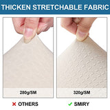 Smiry Waterproof Seat Covers for Dining Room Chairs Set of 4, Stretch Jacquard Removable Washable Chair Seat Slipcovers Protector, No Rear Covers, Beige