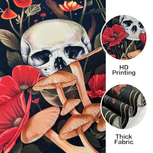 ARTCREATOR Pack of 2 Witchy Gothic Wall Bedroom Decor Moth Moon Tapestry Skull Mushroom Vertical Tapestries Retro Floral Flowers Tapestries for Bedroom Aesthetic Alt Room (12.8 x 51.2 inches)