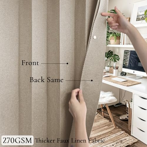 100% Blackout Magnetic Folding Door Curtain for Doorway Pleated Curtains Room Divider Drapes, Accordion Style Closet Curtains for Open Closet, 1 Panel, W45 x L80, Tan