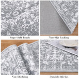 Pauwer Hallway Runner Rug 2x8, Washable Boho Kitchen Runner, Grey White