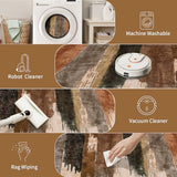 6ft Round Rugs for Living Room, Modern Abstract Washable Rug Brown