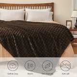 BEDELITE Brown Throw Blanket for Couch and Bed- Super Soft and Warm 3D Checkered Fluffy Fuzzy Fleece Blanket, Luxurious Plush Cozy Blanket for Room Decor Spring, 50x60 inches
