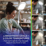 Verilux SmartLight Full Spectrum LED Modern Floor Lamp with Adjustable Brightness, Flexible Gooseneck and Easy Controls - Reduces Eye Strain and Fatigue - Ideal for Reading, Artists, Craft (White)