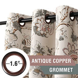 H.VERSAILTEX Blackout Curtains 84 Inch Length 2 Panels Set Floral Print Curtain Drapes for Living Room Thermal Insulated Grommet Window Curtains for Bedroom - Traditional Floral in Sage and Brown