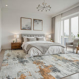 10x14 Area Rugs for Living Room: Washable Soft Grey Abstract Bedroom Carpet