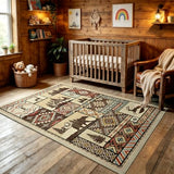 Rustic Cabin Area Rug 3x5 Entryway Rugs,Washable Lodge Bear Rug