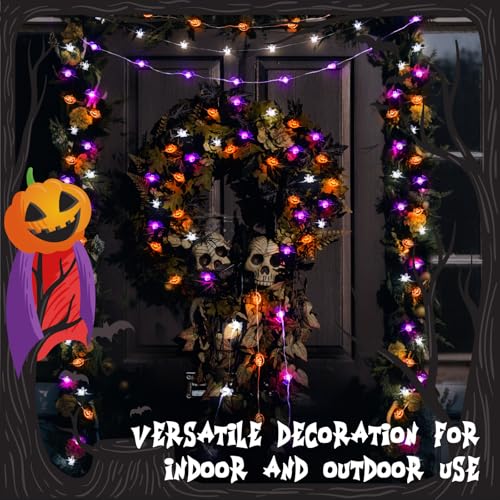 cshare Halloween String Lights, Pumpkin Ghost Bats Mini Halloween Lights with Timer Indoor Battery Operated 9.8ft 30LED Trick or Treat Decorations for Home Decor Indoor Party Holiday