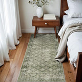 Washable 2x6 Runner Rug for Kitchen: Easy-Clean Carpet with Non-Slip Backing for Bedroom Entryway Stain-Resistant Shedding-Free Floor Mat – Perfect for High-Traffic Areas with Pets (Green,2x6)
