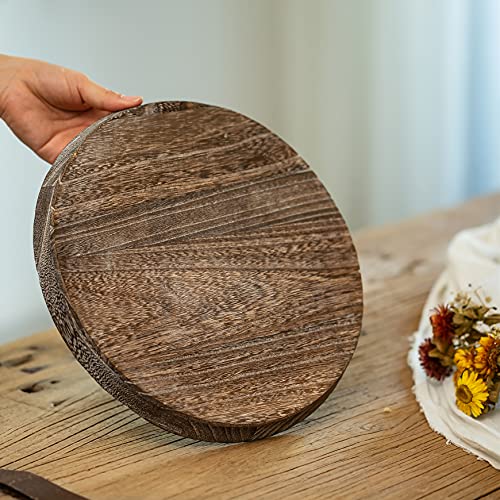 Romadedi Farmhouse Wooden Candle Tray, 11 Inch Round