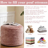 2 Pcs 26 x 18 Inch Unstuffed Pouf Cover Ottoman Foot Rest - No Filler, Faux Rabbit Fur Foot Stool Floor Bean Bag Floor Chair Storage for Home Decor Bedroom Living Room (Pink)
