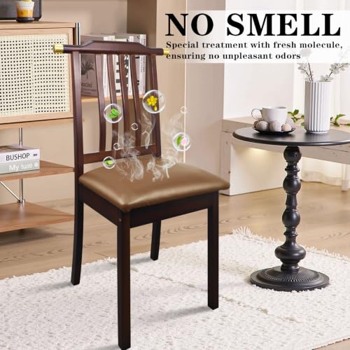 Pu Leather Dining Chair Seat Covers Set of 6, Waterproof Dining Seat Covers Stretch Chair Covers for Dining Chairs/Kitchen Room/Hotel, Odorless Seat Covers for Kitchen Chairs (Light Brown- 4 PCS)