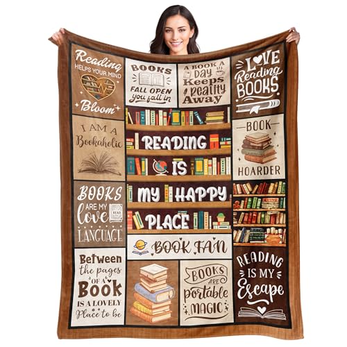 Book Lovers Gifts - Gifts for Book Lovers Women - Gifts for Readers - Reading Blanket - Books Club Librarian Bookworm Bookish Blanket Present for Women - Christmas Graduation - Throw Blanket 50"x60"