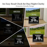 7'' Dementia Clock For Seniors, Large Display Digital Clock With Date, Time, Day Of Week for Elderly, Memory Loss, Alzheimer, 1024*600P HD, 10 Reminders & 6 Alarms, Auto Dimming & DST, Remote Control