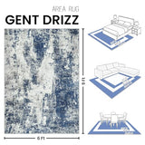 6x9 Area Rugs for Living Room Large Washable Abstract Blue Carpets