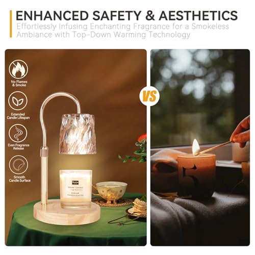 TOACSUCP Candle Warmer Lamp with 3 Bulbs, Adjustable Height Dimmable Candle Warmer with Timer, Compatible with Large Jar Candles, Candle Lamp with Charming Gift Box for Her/Him
