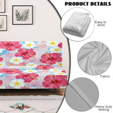 Armless Futon Cushion Covers Coastal Floral Rectangular Sofa Slipcovers Hibiscus Flower Futon Couch Cover with Elastic Bottom for Living Room Bedroom Hotel Furniture Protector