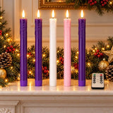 Christmas Flameless Advent Candles, Taper Church Christian Decor, Real Wax
