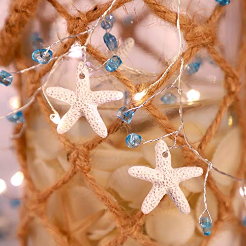Impress Life Starfish Diamond String Lights, 10FT 40 LED Battery USB Operated with Remote Control for Nautical Beach Themed Christmas Decoration Wedding Party Decorating