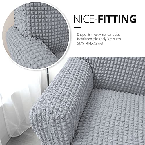 NICEEC Grey Loveseat Covers and Couch Cover Bundle