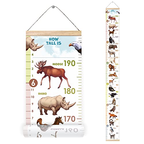 Personalised Growth Chart for Animal Lovers, Removable Wall Ruler for Boys and Girls, Kid’s Room Decoration (Multicolor)
