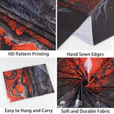 Atrippy Halloween Black Red Anime Tapestry, Gothic Dark Forest Moon Wall Hanging, Nature Skull Withered Tree Landscape Tapestries for Bedroom Living Room Men Dorm 51x 60 Inches