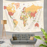 JAWO World Map Tapestry, Map of the World with Countries and Major Cities Wall Tapestries for Kids Student, World Map of the World Tapestry 60X40 Inch(Yellow)